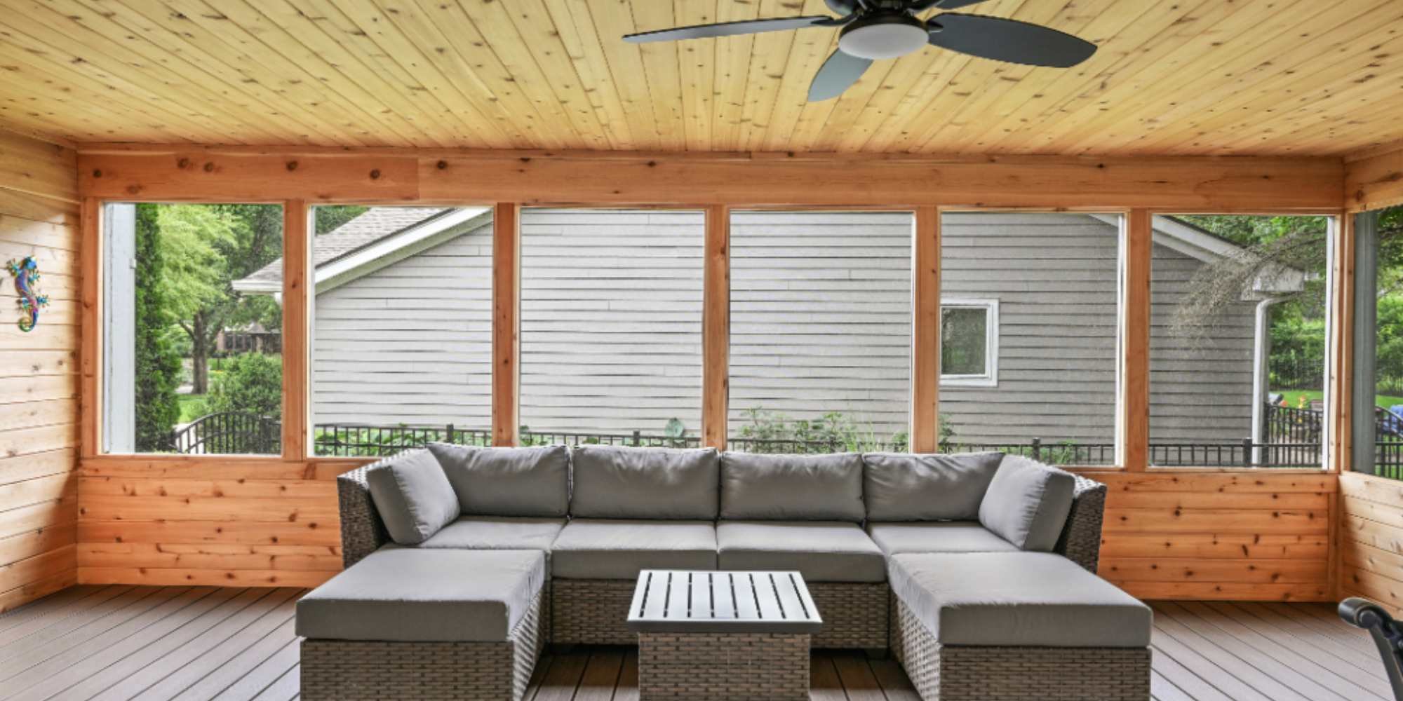 A screened porch home addition in Naperville, IL by J&J Construction