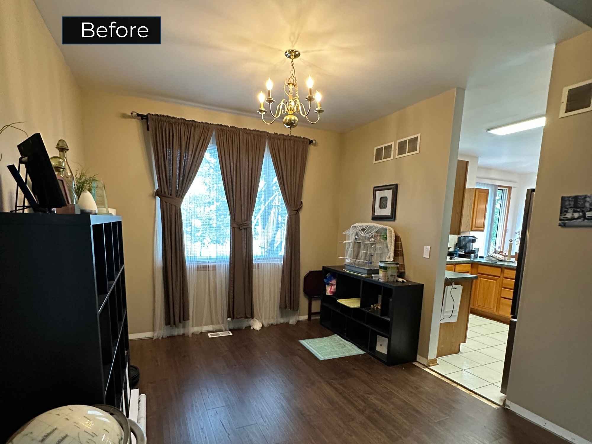 Before photo of an underused dining room space in Aurora, IL