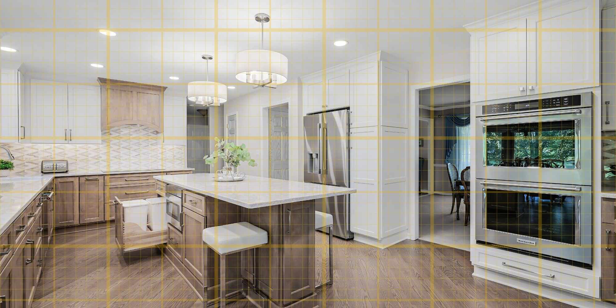 Bright Aurora, IL Kitchen Remodel by J&J Construction with natural wood island and white cabinets