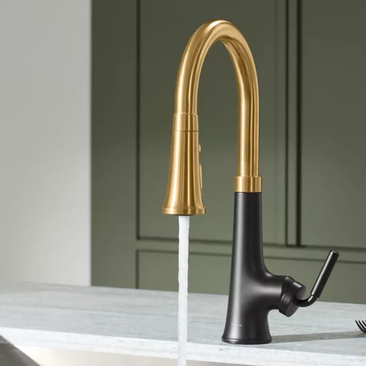 Kohler black and gold kitchen faucet