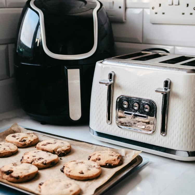 vintage toaster in contemporary kitchen