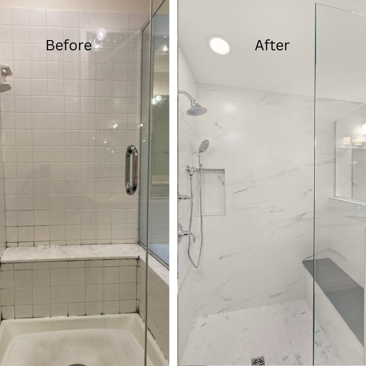 before and after mold in shower