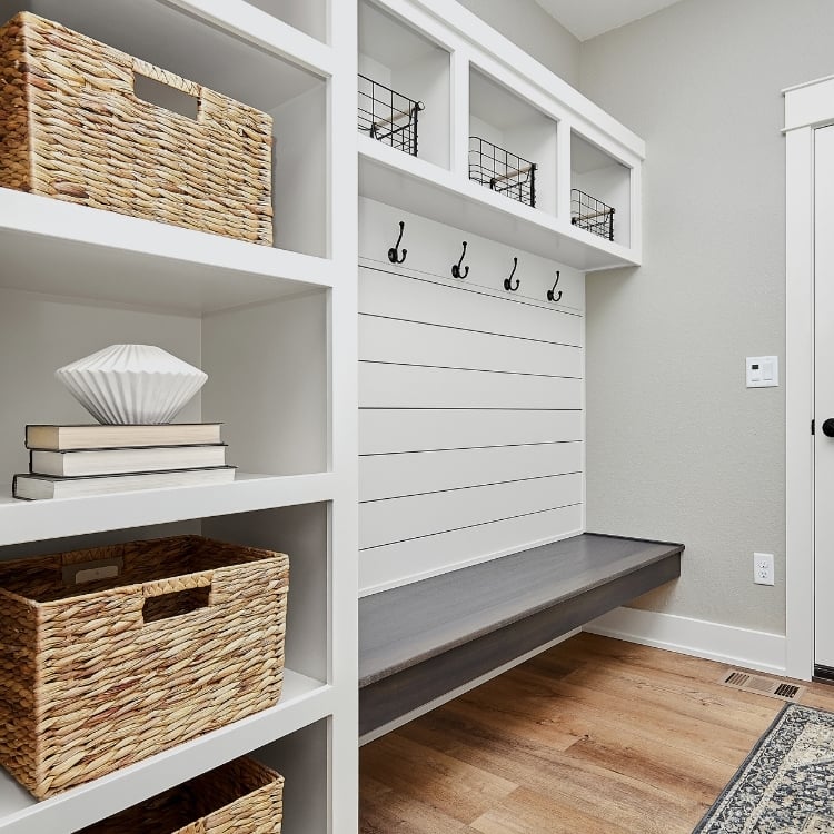 shelving in mudroom