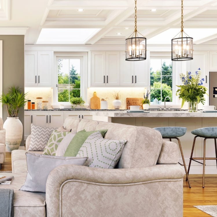 green plants in kitchen