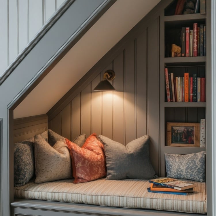 under stairs storage bench