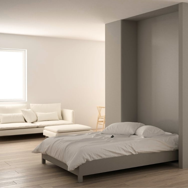 multi purpose space with a murphy bed