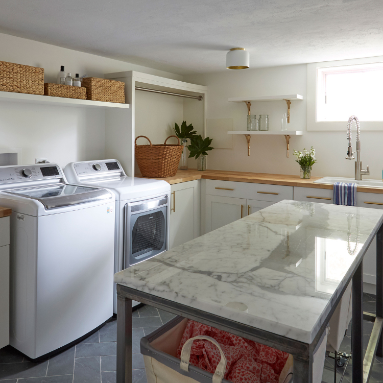 laundry room with center island