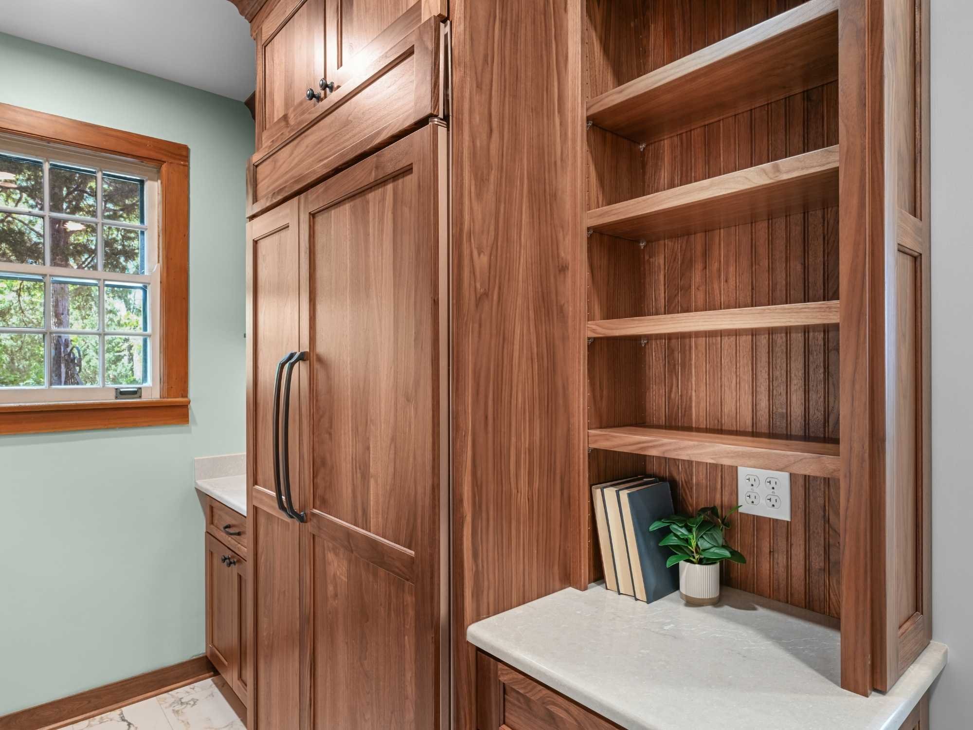 Image of the backwall of the butlers pantry after the kitchen remodel in Wheaton, IL by J&J Construction