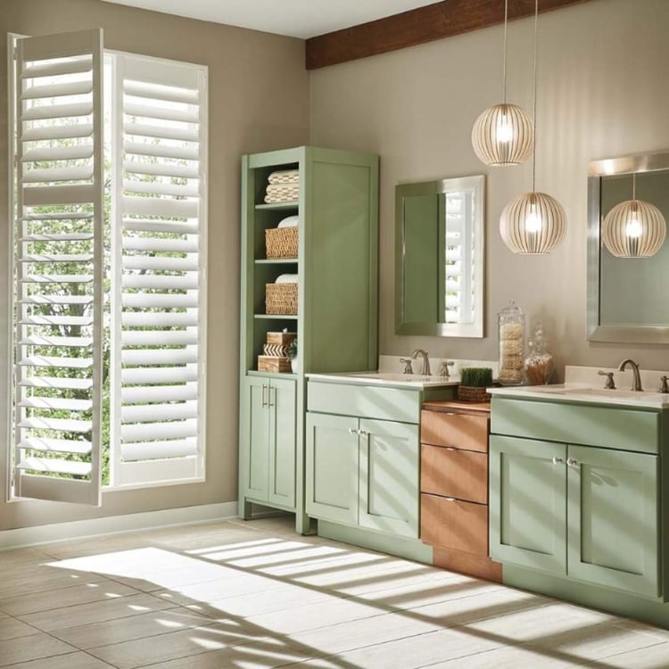 Spacious remodeled bathroom with lots of storage by J&J Construction in Chicagoland