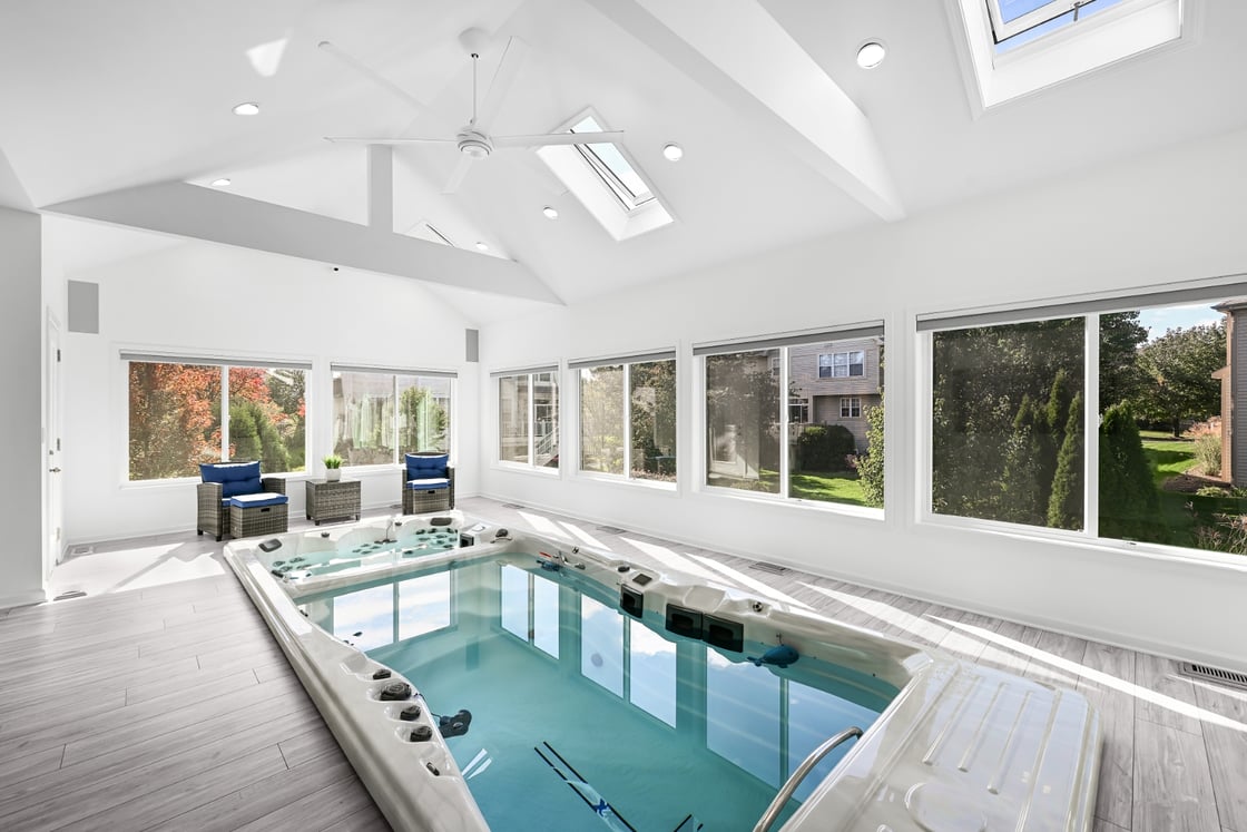 Swim spa indoor pool addition in Plainfield