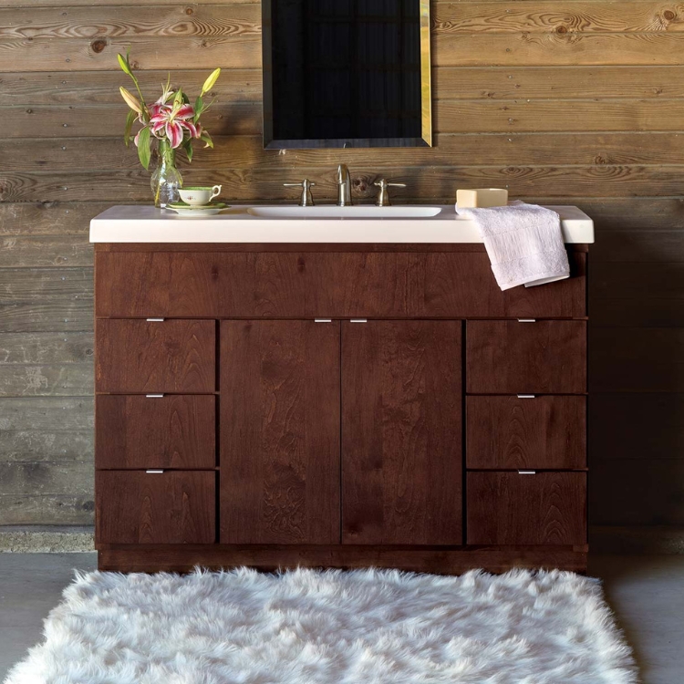 Dark bathroom vanity