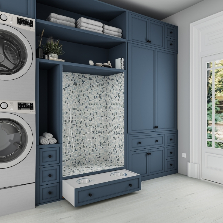 mudroom laundry room with dog wash station