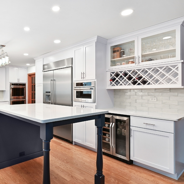 kitchen with built-in wine rack