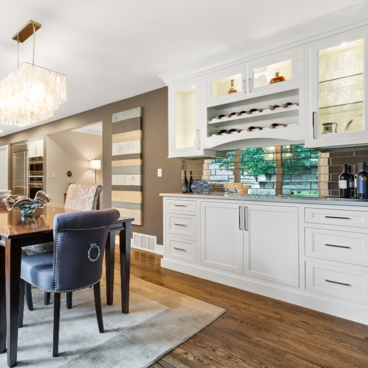 kitchen with butler's pantry with wine shelves