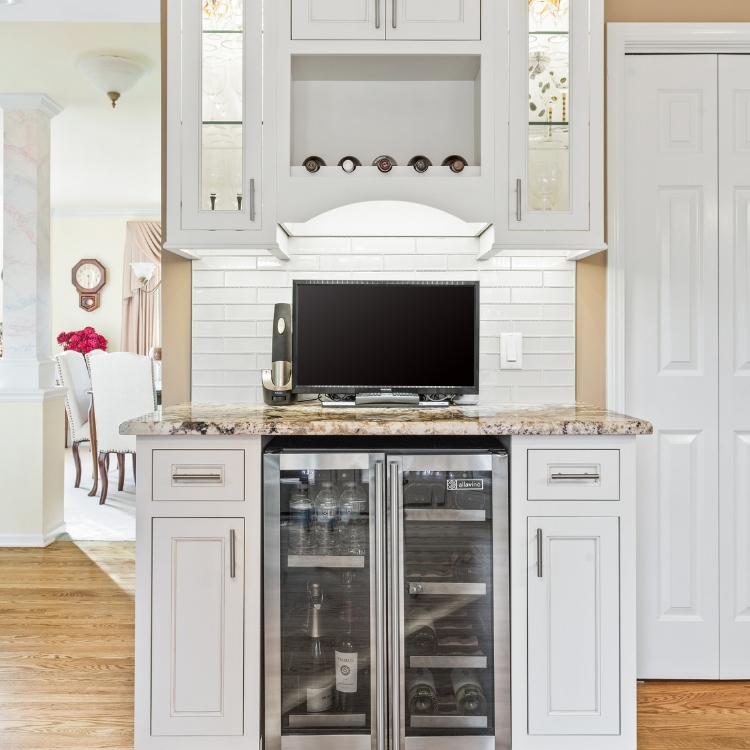 kitchen with butler's pantry with wine fridge