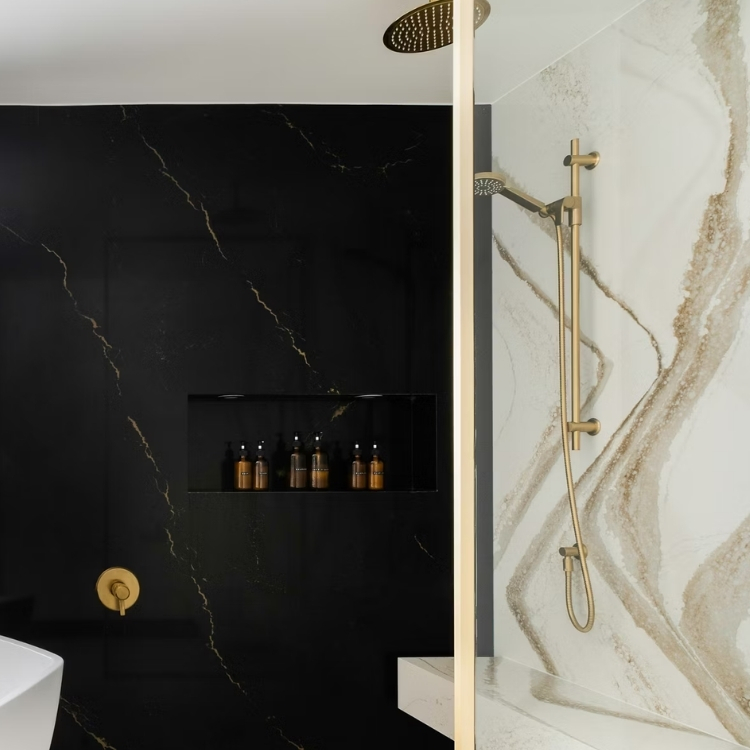 gold and black shower design