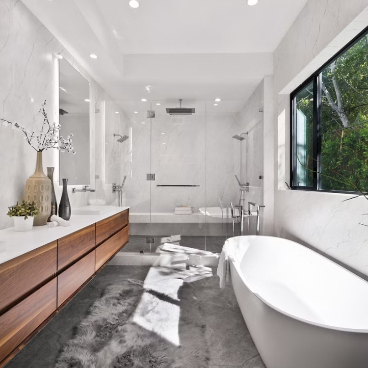 wood tone bathroom vanity