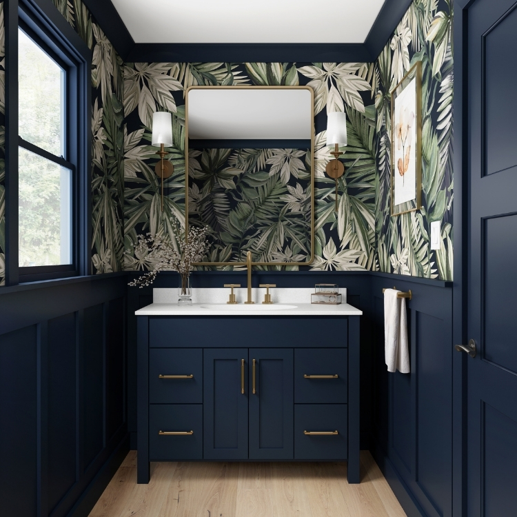 deep blue bathroom vanity