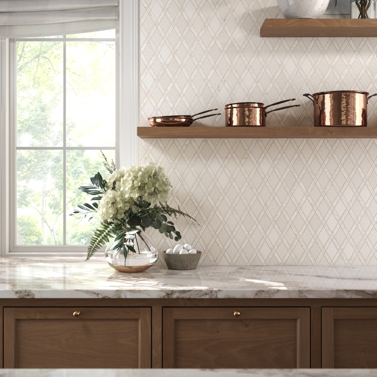 subtle geometric kitchen backsplash tile