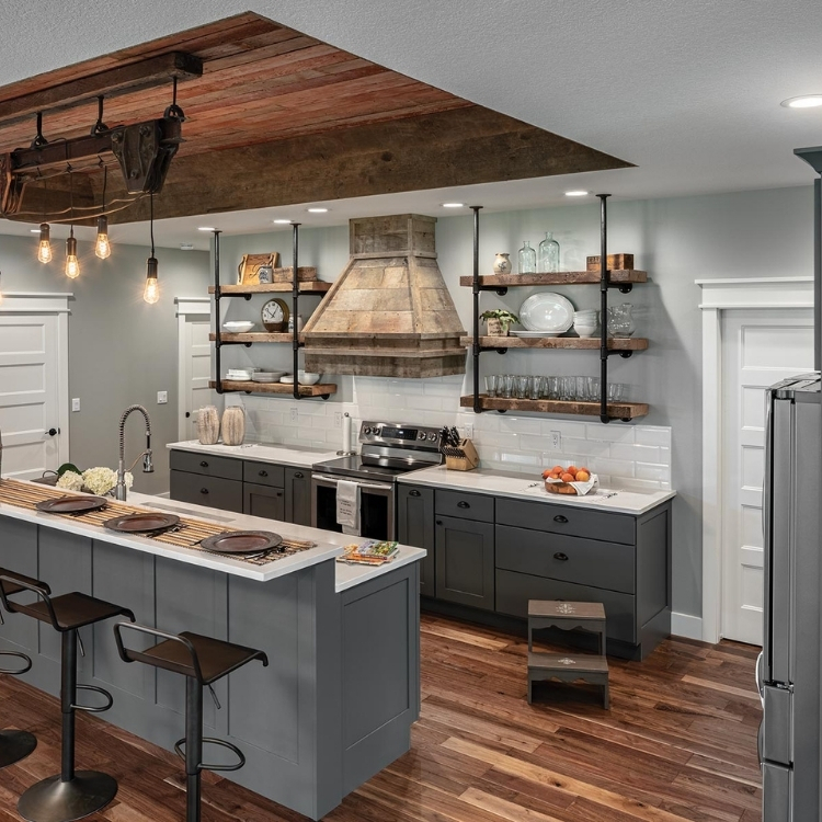 open shelving kitchen